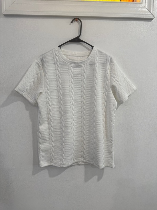 Other - Mens Short Sleeve Thickened Cable Knit White Shirt Size Small